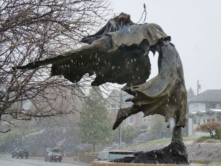 Drenched in Spirit Statue in the Rain